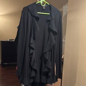 White House Black Market Black Ruffled Cardigan